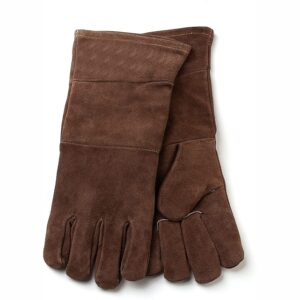 Heat Resistant Forge Welding Gloves Split Leather – Long Sleeve and Insulated Lining Grill Glove for Tig Welder/Mig/Barbecue/Stove Gray